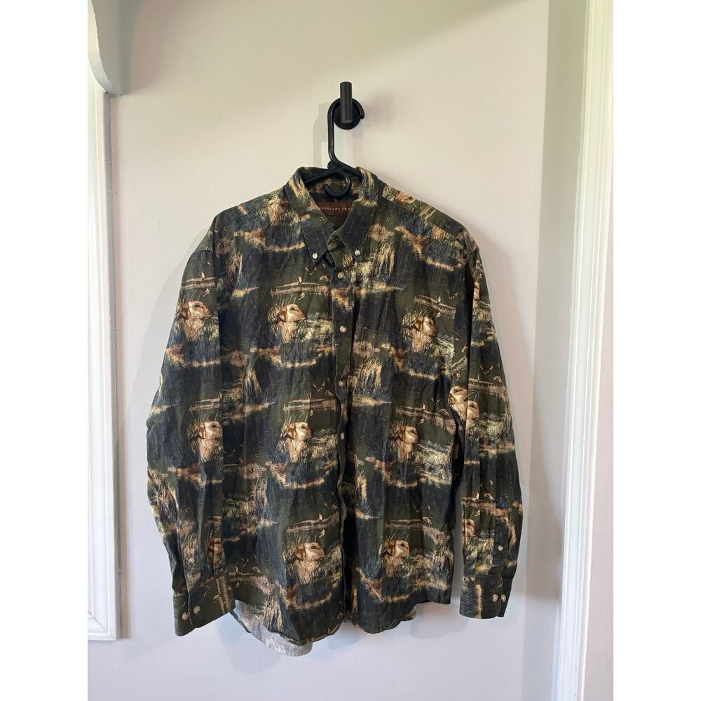 Woodland Trail Green Hunting Labrador Retriever Duck Shirt Men’s XL
